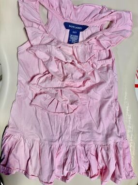 RALPH LAUREN Light Pink Ruffled Cotton Dress